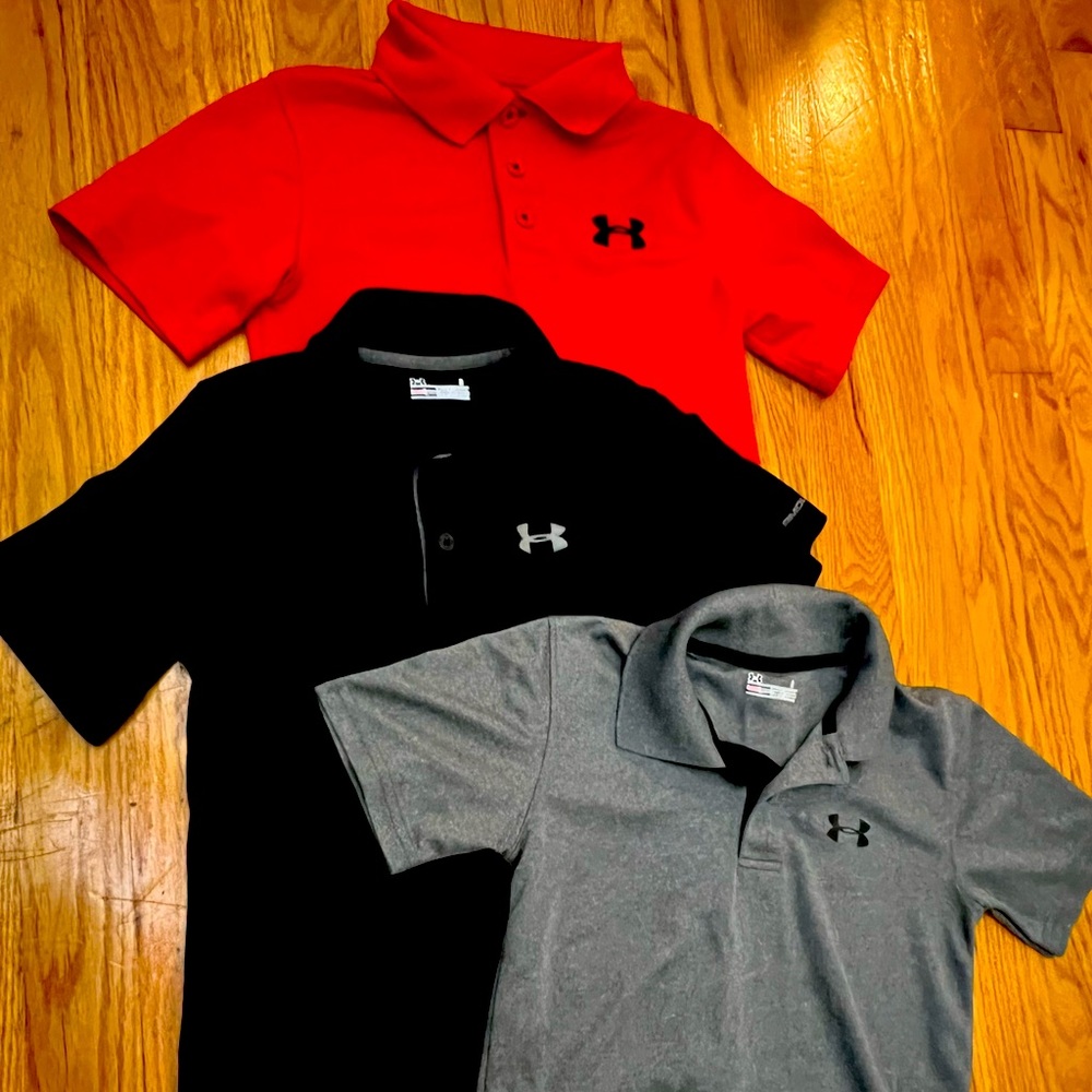 3 boys Under Armour polos
